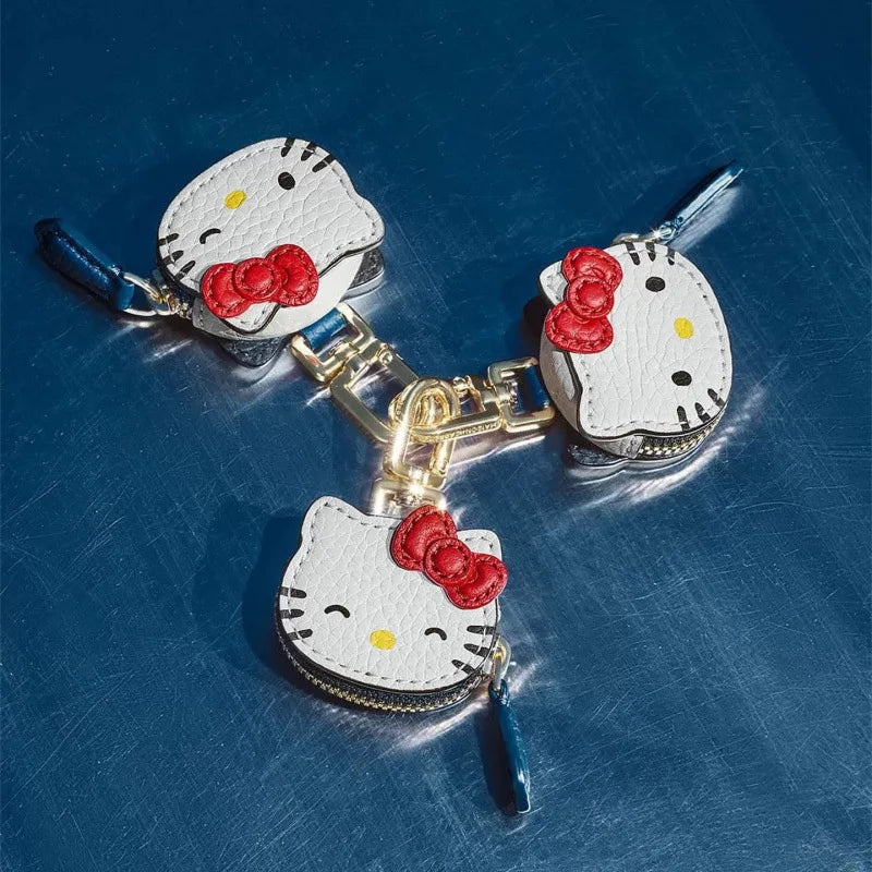 Hello Kitty Keychain Anime Keying Bag Pendant Car Key Accessories Headphone Protective Case Cartoon KT Cat Ornament Girls Gifts