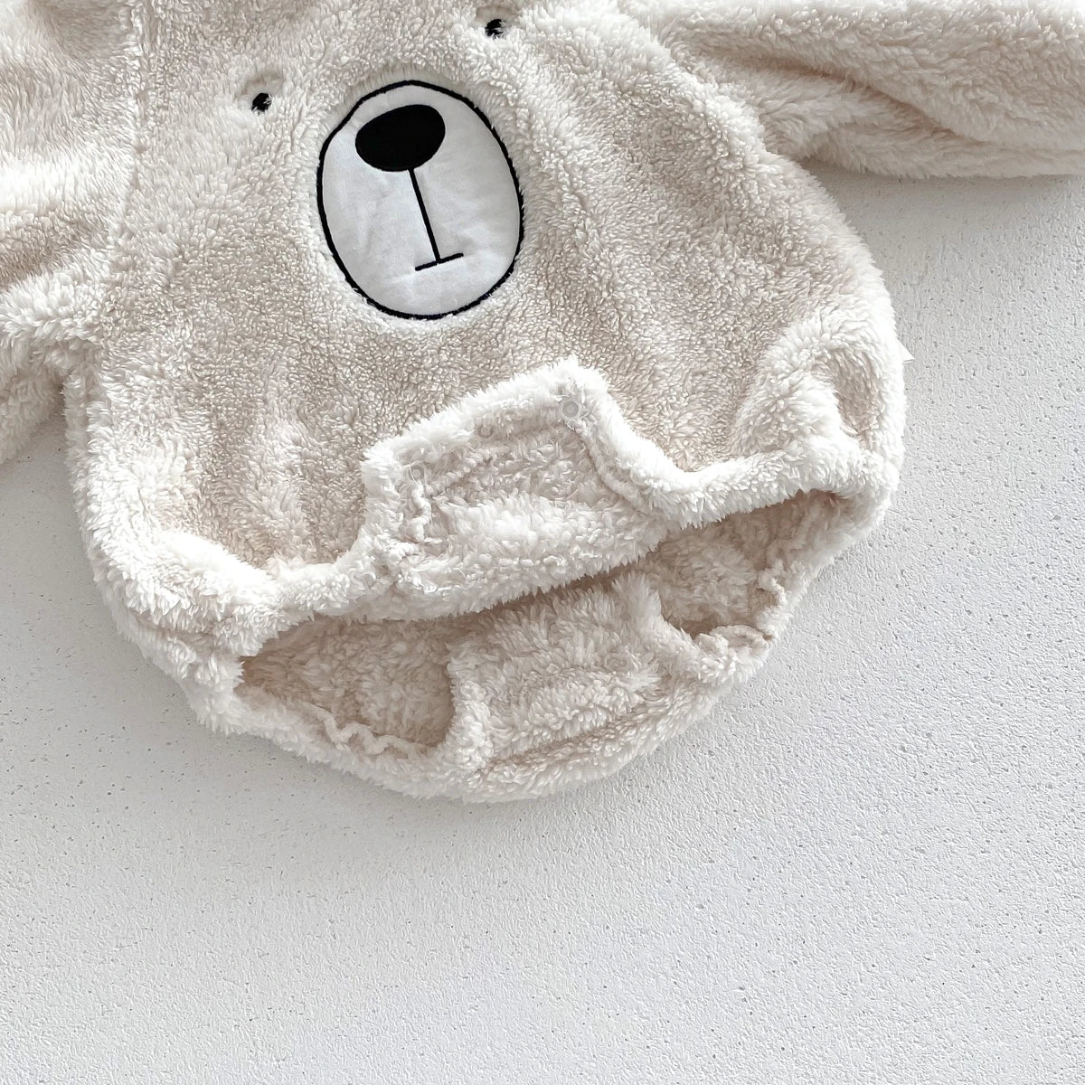 Baby Hooded Romper Bear Ears Cute Plush Baby Clothes Winter 0-2 Years Old Korean version Baby Clothes Baby Romper