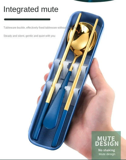 Eco Friendly Dinnerware Set, Portable Cutlery Sets With Case, Silverware Sets, 304 Kitchen Accessories Fork Spoon Gold Knife