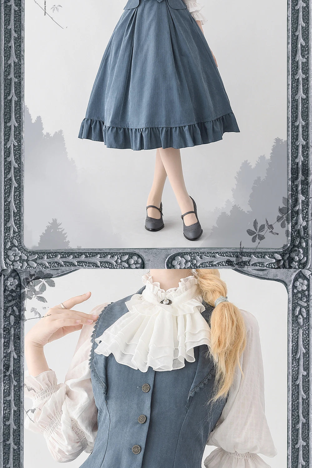 Autumn Winter Clothing Set Ladies Elegant Long Sleeve White Shirt Blouses Retro Vest with Fishbone Skirt Lolita 3 Piece Outfits