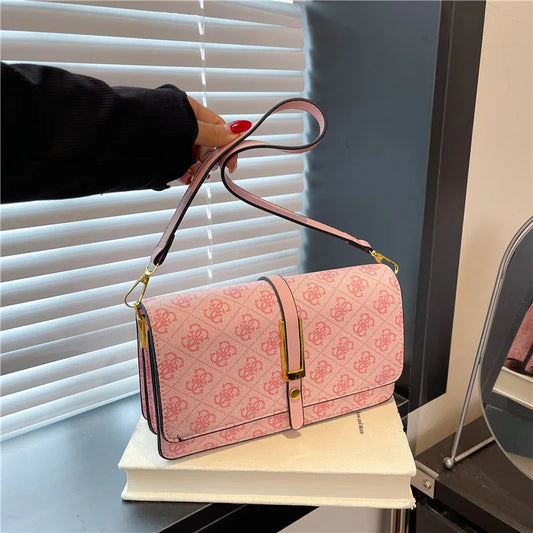 Niche Designer Shoulder Bag 2025, Women's Vintage Letter Print Crossbody Purse, Unique Underarm Bag, Retro Fashion