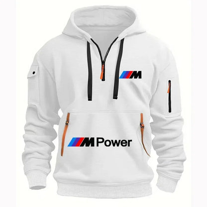 2025 BMW New Model Printed Men's Hooded Fashion Casual Sportswear Sweater Men's Trendy Leisure Sports with Zipper Pockets