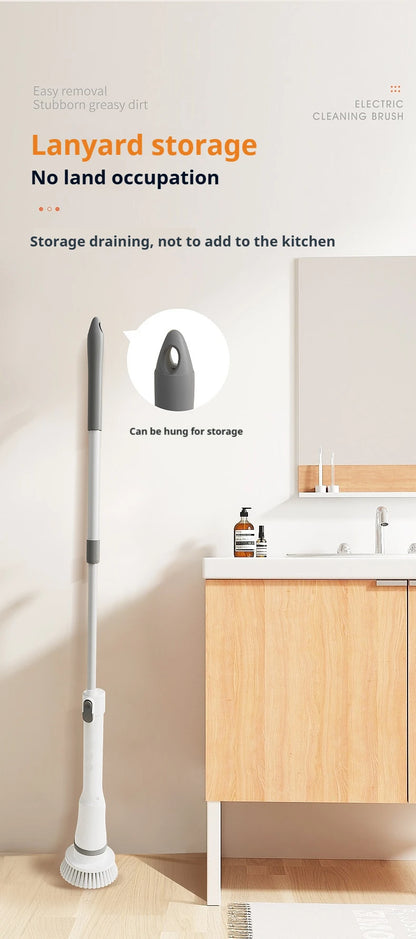 6 -in -1 Electric Cleaning Electric Rotation Cleaning Brush Kitchen Bathroom Home Cleaning Tool Multifunctional Cleaning Brush