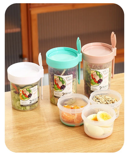 Carry Breakfast Cups, Salad Cups, Yogurt Cereal, Oatmeal Snacks, Parfait Containers and Salad Dressing Holders with Forks!