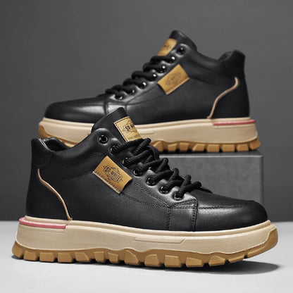 Men's Boots High Top Boots Mens Skateboard Shoes Anti Slip Man Sneakers Thick Bottom Lace Up Ankle Boots for Men Walking Shoes