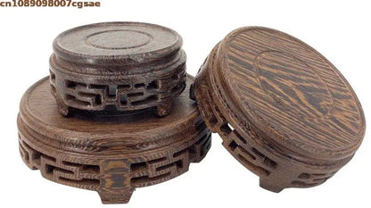 Eco-friendly Wooden Plant Stand Exquisite Carved Bonsai Holder Vase Flower Pot Sorting Table Shelf Home Decoration Wood Pedestal