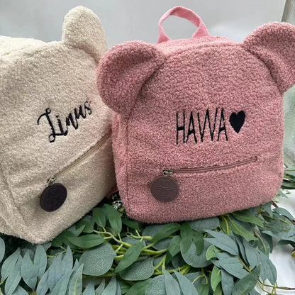Custom Bear Backpacks Personalized Unique Name For Kids Travel Rucksacks Soft Shoulder Straps Cute Bear Shaped Shoulder Bags
