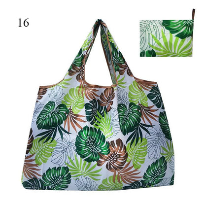 Eco-Friendly Printing Foldable Shopping Bag Tote Folding Pouch Handbags Convenient Large-capacity Thick For Travel Grocery Bag