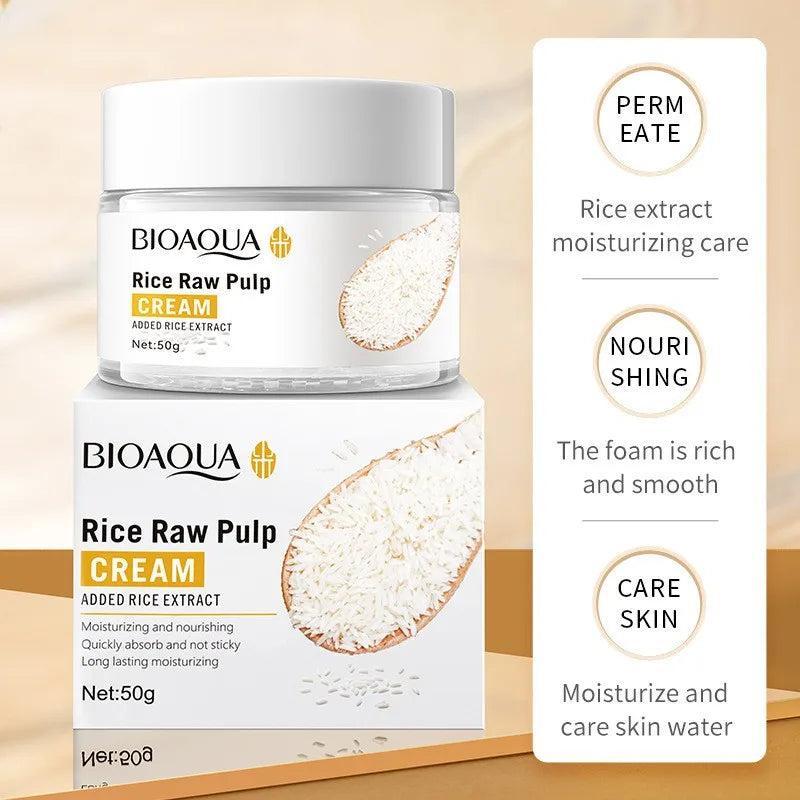 6pcs/lot BIOAQUA Rice Raw Pulp Skin Care Set Face Cream Serum Firming Moisturizing Facial Cleanser Toner Korean Face Care