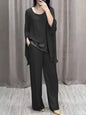 Fashion 2 Piece Set Party Outfits New Spring Summer Elegant Women's Suit Casual Bat Wing Sleeve Blouse Top With Wide Leg Pants