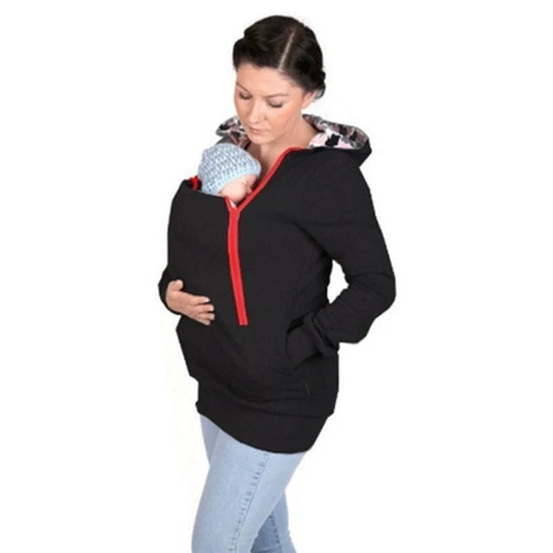 Baby Carrier Jacket Hoodies Maternity Clothes Autumn Winter Kangaroo Carry Baby Sweatshirts Hooded Warm Thick Overcoat Outwear