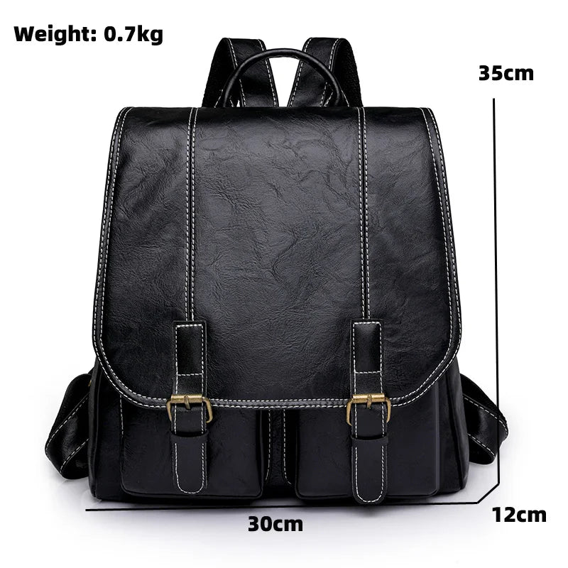 2024 New Women Backpack Soft Leather Large Capacity Travel Backpacks Vintage School Bag for Teenage Girls Men Female Laptop Bags