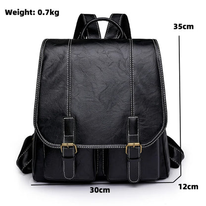 2024 New Women Backpack Soft Leather Large Capacity Travel Backpacks Vintage School Bag for Teenage Girls Men Female Laptop Bags