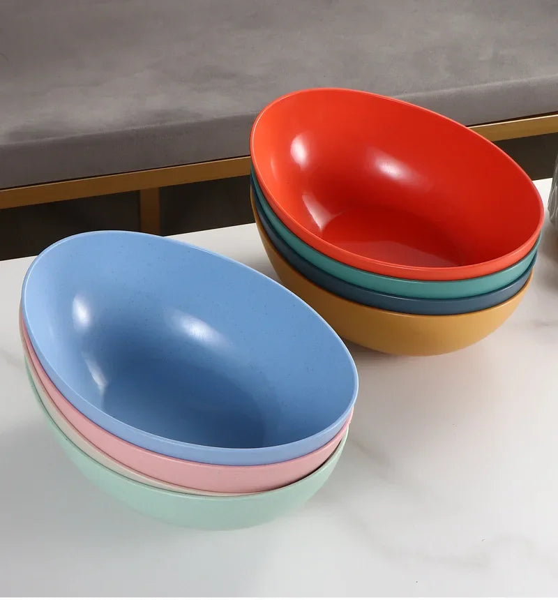 Eco-Friendly Wheat Straw Household Bowl Large Kitchen Fruit Salad Vegetable Dish Creative Microwavable Food Bowl Hot Sale