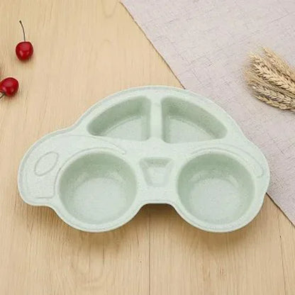 Cartoon Car Shape Environmentally Separated Child Food Plates, Toddler Infant Baby Dishes, Kids Dinnerware Tableware Tray