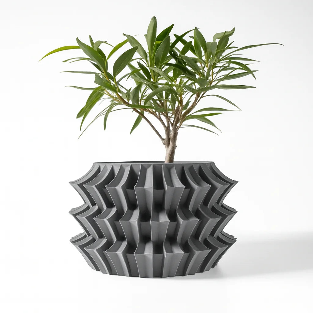 3D Printed Eco-Friendly Irregular Geometry Plant Pot Textured Lines Biodegradable maceta for Home Decoration  Sustainable Gift