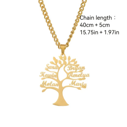 Custom Tree of Life Necklace Personalized Name Multiple Name Family Member Stainless Steel Necklace Jewelry Mother's Day Gift