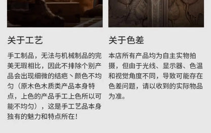 Eco-Friendly Solid Wood Carved House Ornament, Pure Handmade, Living Room, Bedroom Decor, Insect Proof Wood Wax Oil Finished