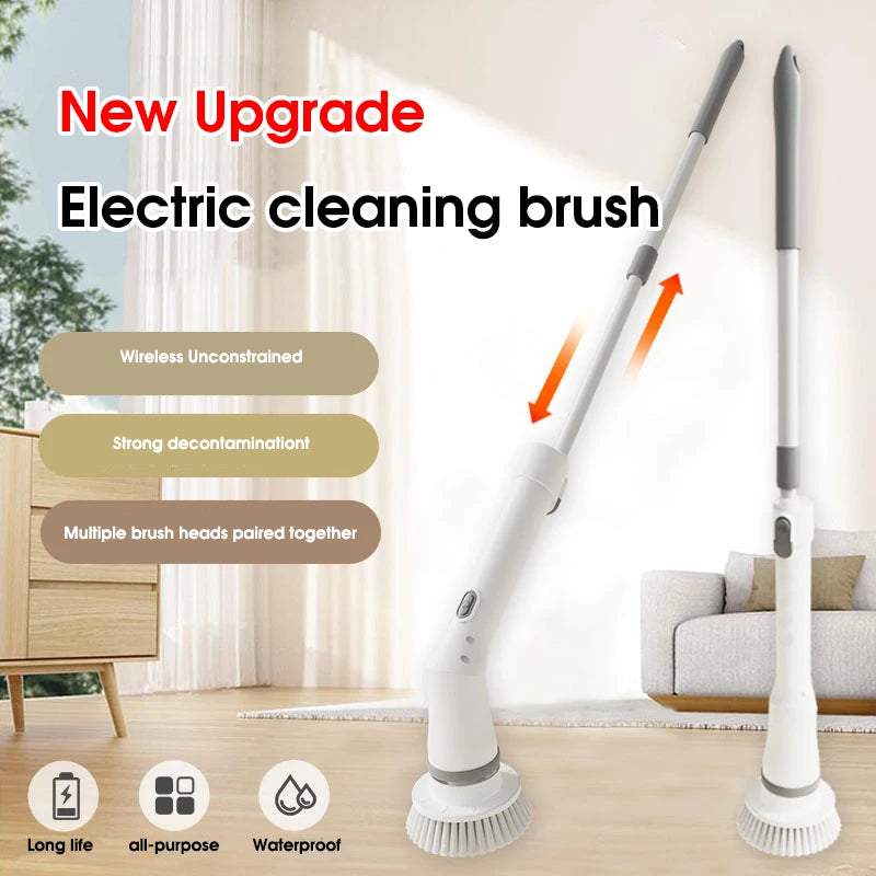 6 -in -1 Electric Cleaning Electric Rotation Cleaning Brush Kitchen Bathroom Home Cleaning Tool Multifunctional Cleaning Brush