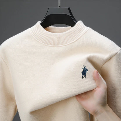 High end brand men's round neck knitted sweater autumn winter warm fashion Pony embroidery Korean style design casual pullover