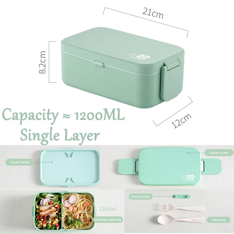 Eco-Friendly Bamboo Fiber Lunch Box Microwave Leakproof Bento Container for School/Office/Picnic Portable Food Storage Container