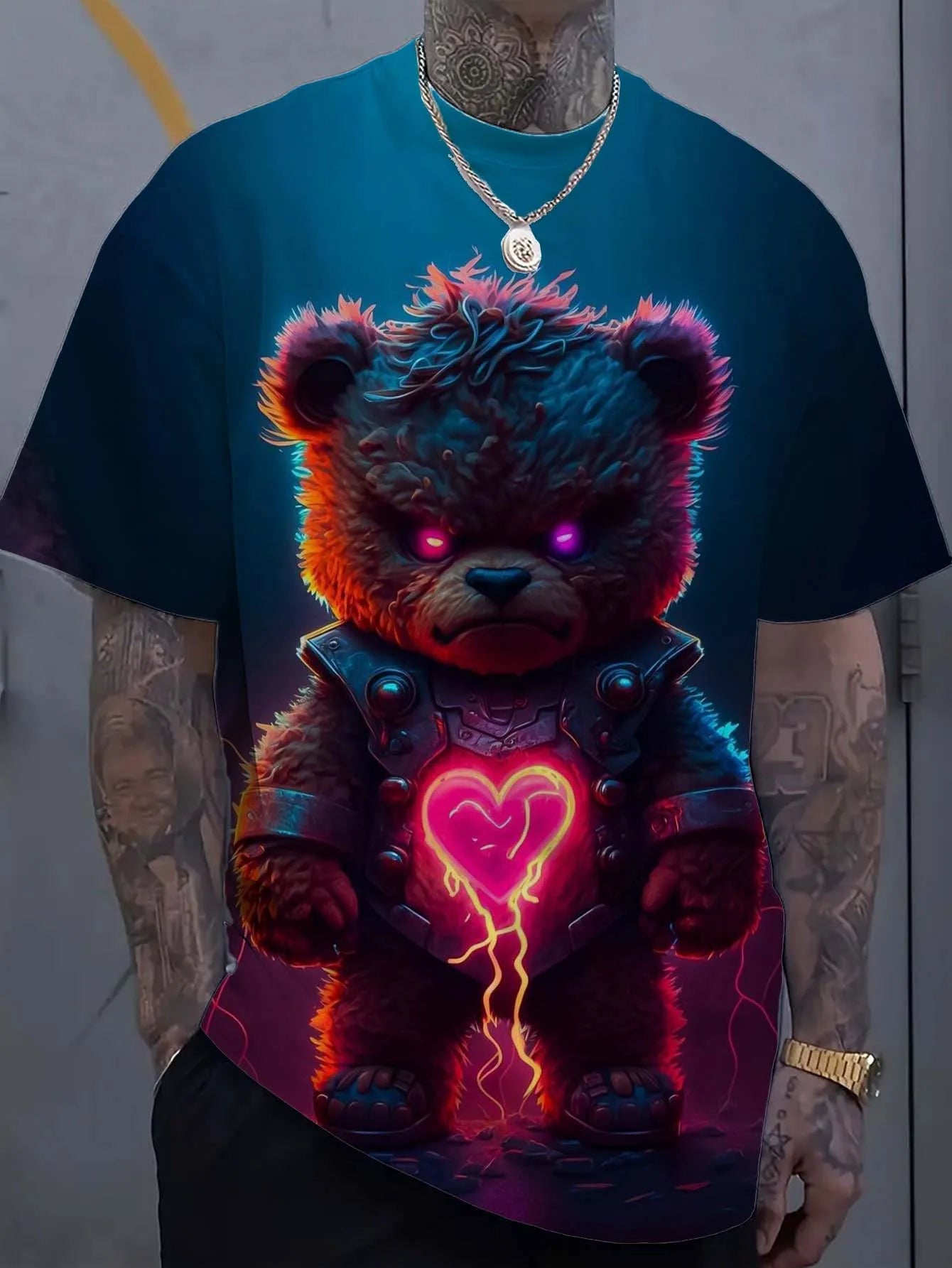 Men's T-Shirts Personalized Hip Hop Bear Pattern 3D Print Tops Tees Summer New Streetwear Oversized Unisex tShirt Men Clothes