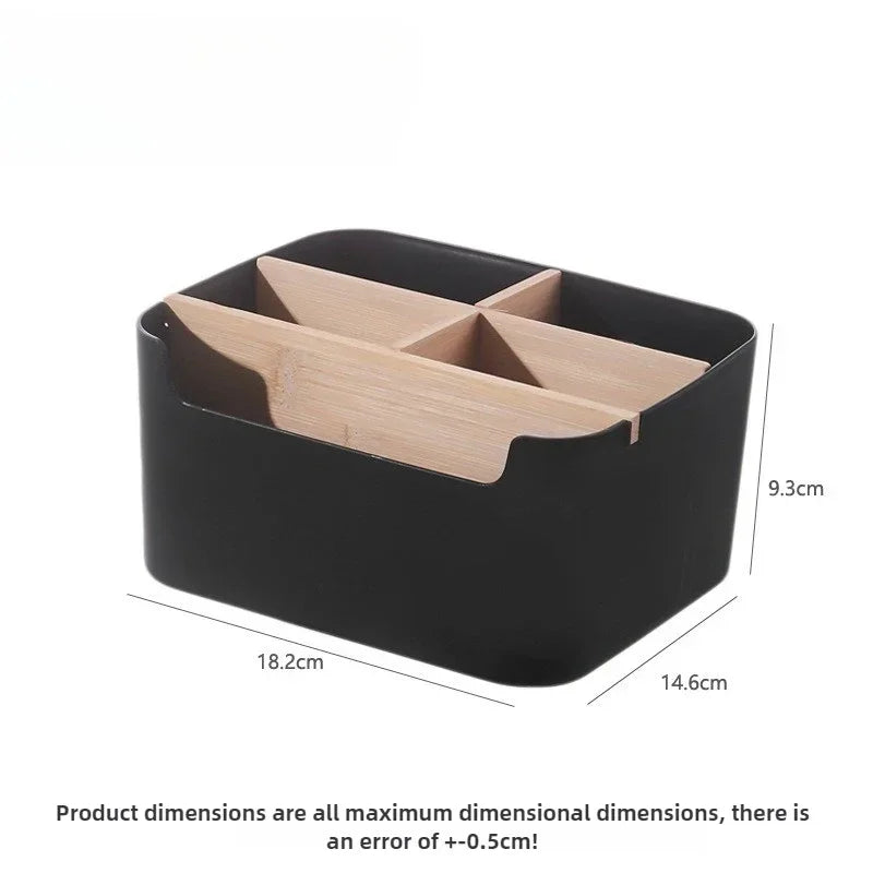 Eco-Friendly Bamboo & Wood Storage Box-Removable Multi-Use Organizer Basket for Home, Kitchen & Bathroom-Large Capacity Storage