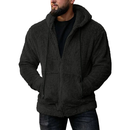 7 Color Option Men Fleece Hoodie Coats Autumn Winter Tie Collar Pocket Soft Flurry Fleece Zip Up Sweatshirt FYY-90090