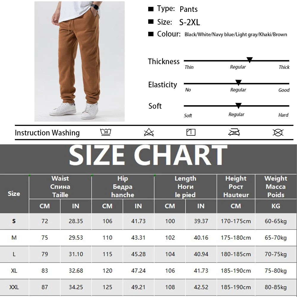 Mens Casual Pants Autumn Winter Fleece Sweatpants Men Joggers Elastic Waist Sport Casual Trousers Baggy Fitness Gym Clothing