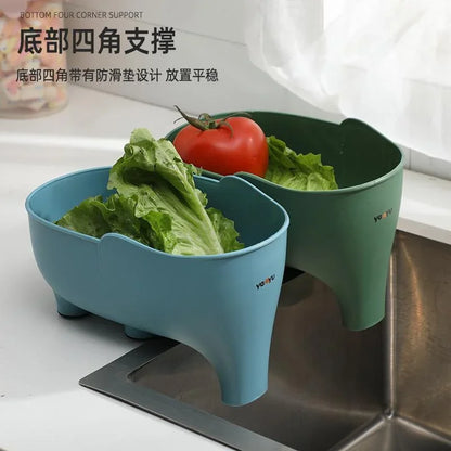 Kitchen Sink Filter Drainage Filter Basket Dry Wet Separation Garbage Filter Elephant Shaped Hanging Vegetable Washing Basket