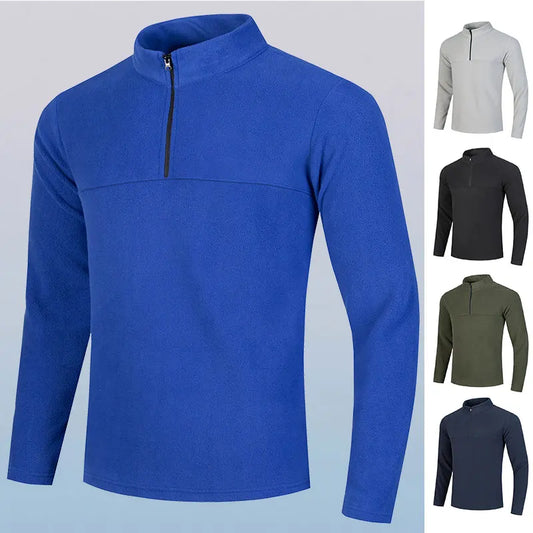 Male Running Long Sleeve T-shirt Autumn Winter Outdoor Half Zipper Fitness Sport Top Breathable Jogging Gym Training Sportswear