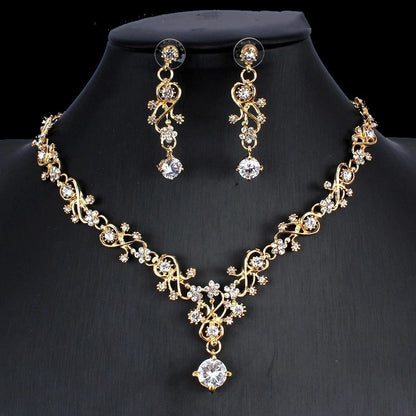 2pcs Simple Luxury Style Bridal Necklace Earrings Jewelry Set Wedding Dress Elegant Style Matched with Niche Accessories
