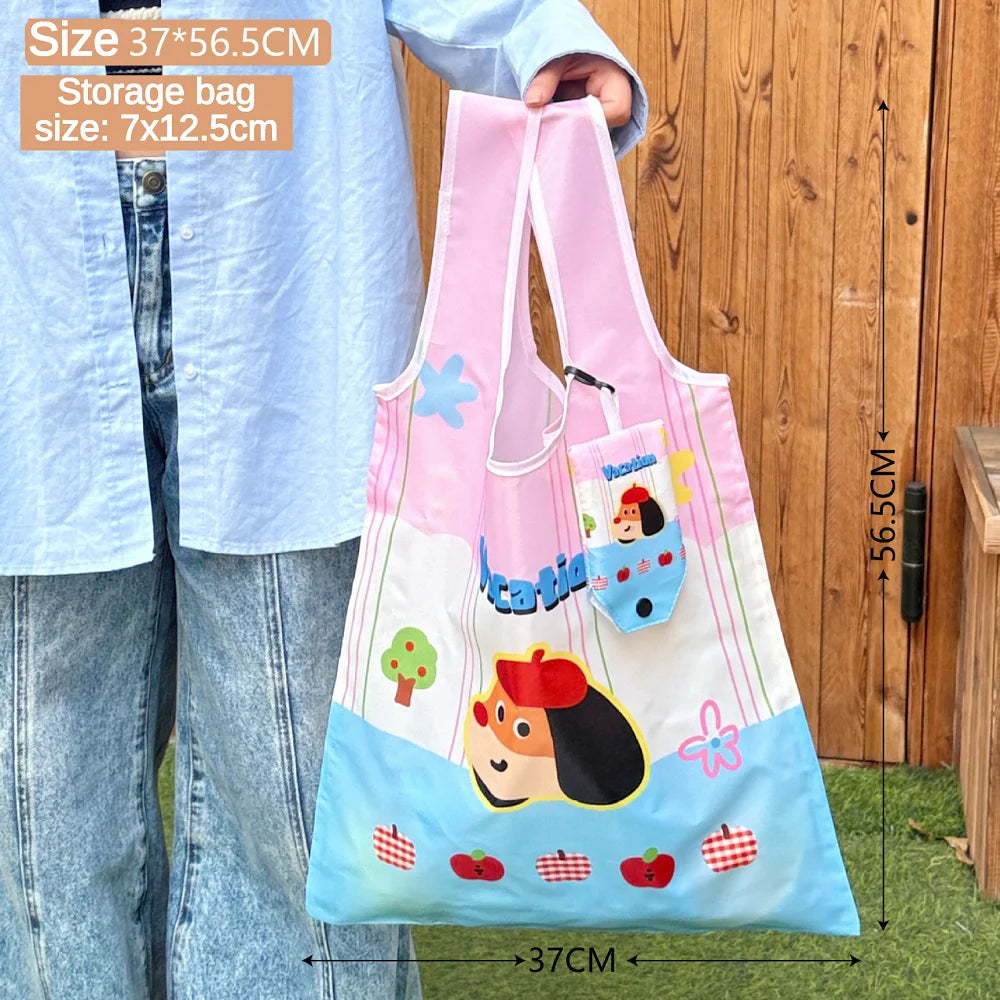 Supermarket Eco-Friendly Bag Cute Shopping Bag Large Capacity Foldable and Easy To Carry Bag Together