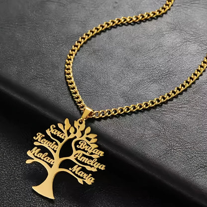 Custom Tree of Life Necklace Personalized Name Multiple Name Family Member Stainless Steel Necklace Jewelry Mother's Day Gift