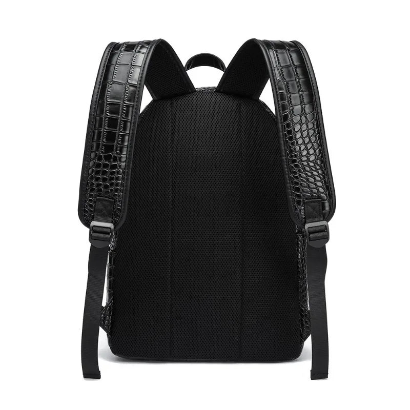 Fashion Backpack Men Luxury Alligator PU Leather Backpacks for Men Laptop Bags Large Capacity Travel Backpacks Student Schoolbag