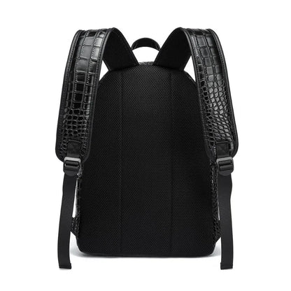 Fashion Backpack Men Luxury Alligator PU Leather Backpacks for Men Laptop Bags Large Capacity Travel Backpacks Student Schoolbag