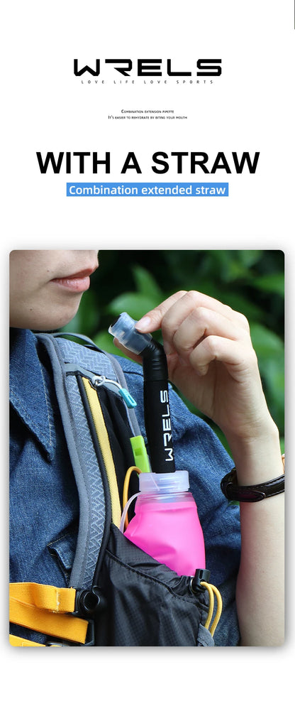 Sport Water Bottle TPU Folding Soft Flask Drink Portable Water Bottle High Flow Running Hiking Bicycle Fitness Water Bag