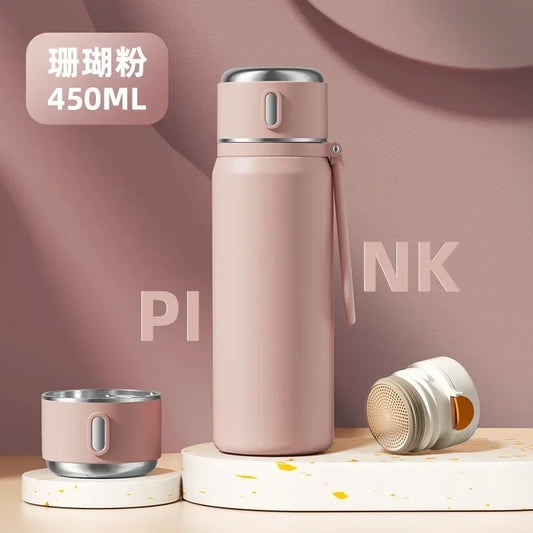 Smart Vacuum Insulated Water Bottle, 316 Stainless Steel Cute Thermos for Girls & Kids School/Travel - Leak-Proof, BPA-Free