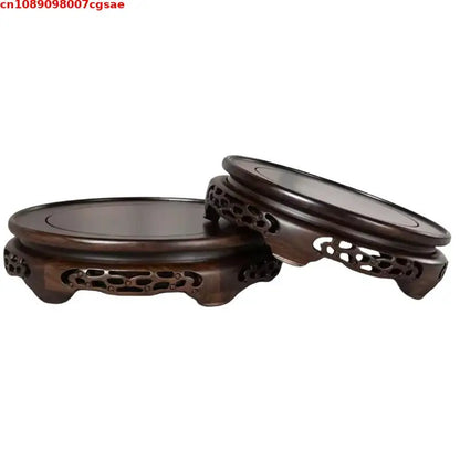 Eco-friendly Wooden Plant Stand Exquisite Carved Bonsai Holder Vase Flower Pot Sorting Table Shelf Home Decoration Wood Pedestal
