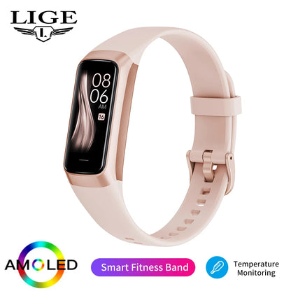 LIGE Amoled Smart Watch Smartwatch Band Women Heart Rate Blood Waterproof Connected Smart Bracelet Sport Fitness Tracker  Watch