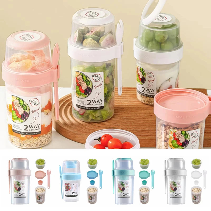 Carry Breakfast Cups, Salad Cups, Yogurt Cereal, Oatmeal Snacks, Parfait Containers and Salad Dressing Holders with Forks!