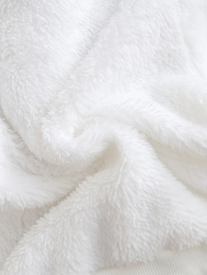 A 3-Piece Plush Hoodie For A Baby Boy In Autumn And Winter, An Outdoor Warm And Cute Little Bear Round-Neck Base Layer