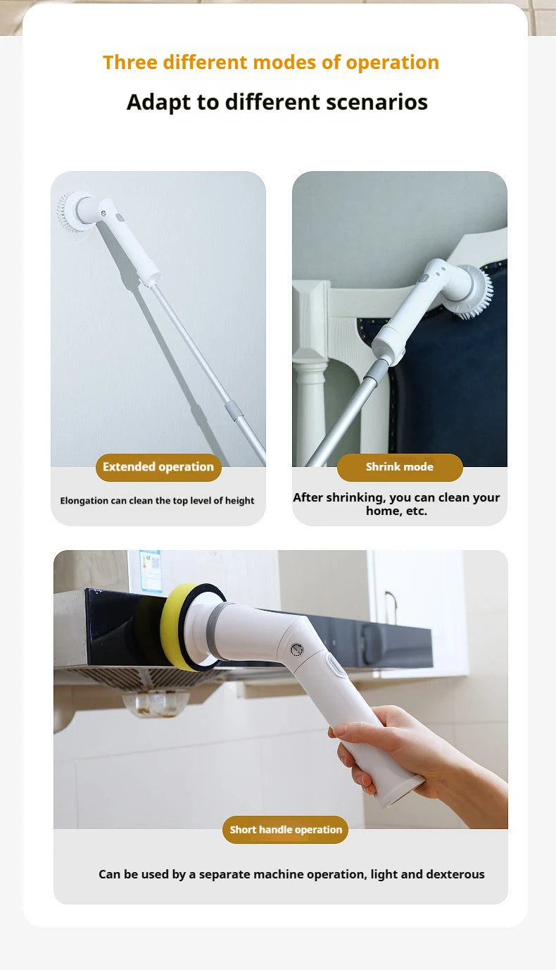 6 -in -1 Electric Cleaning Electric Rotation Cleaning Brush Kitchen Bathroom Home Cleaning Tool Multifunctional Cleaning Brush