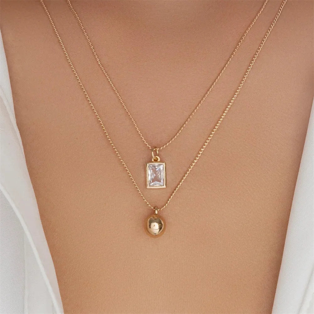 Small Niche Design Hollowed Out Rectangular Oval Metal Fashion High-End Clavicle Chain Necklace Accessories For Women