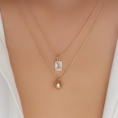 Small Niche Design Hollowed Out Rectangular Oval Metal Fashion High-End Clavicle Chain Necklace Accessories For Women