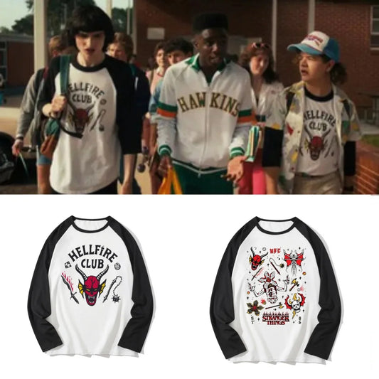 New 3D Printed Men's Hellfire Same Top, World Satan, Sword and Hammer, Men's and Women's Fashion Trend Long Sleeved T-shirt