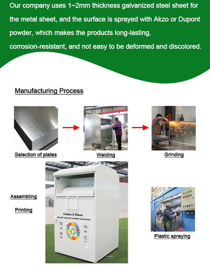 Eco-Friendly Clothing Bin Sustainable Textile Bin Clothing Reuse Container Charity Clothing Bin