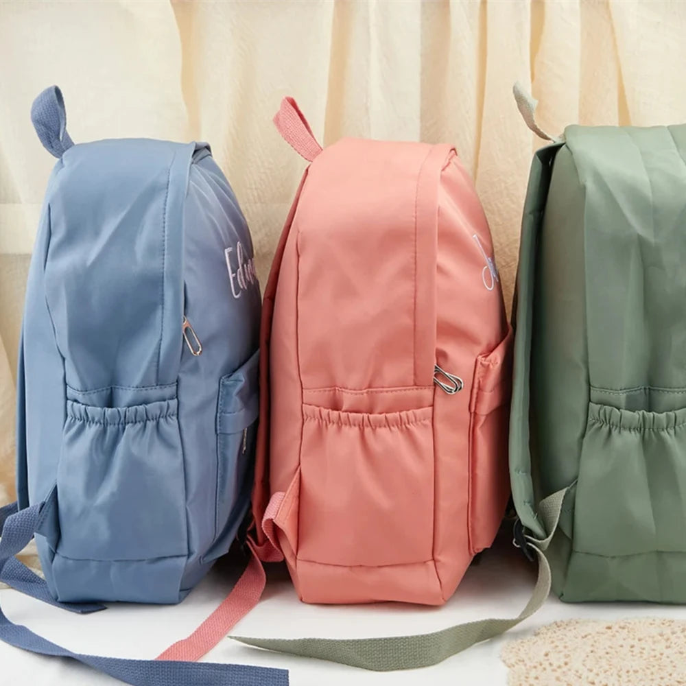 Customized New School Bags Personalized Name Embroidery Large Capacity Nylon Student Backpack Adult Children Travelling Bags
