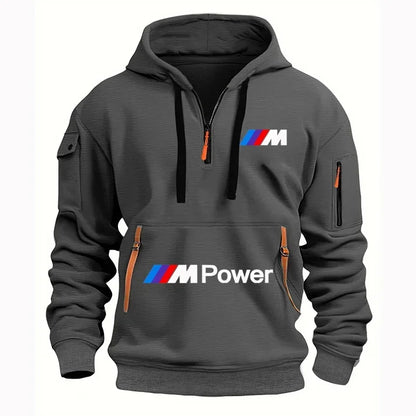 2025 BMW New Model Printed Men's Hooded Fashion Casual Sportswear Sweater Men's Trendy Leisure Sports with Zipper Pockets