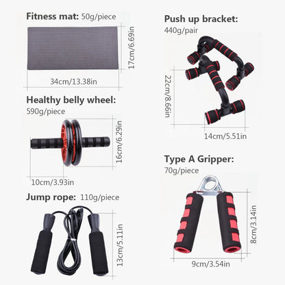 7-in-1Fitness Set Abdominal Fitness Wheel Indoor Sports Product Push up Support ab Wheel Comprehensive Training Fitness Equipmen